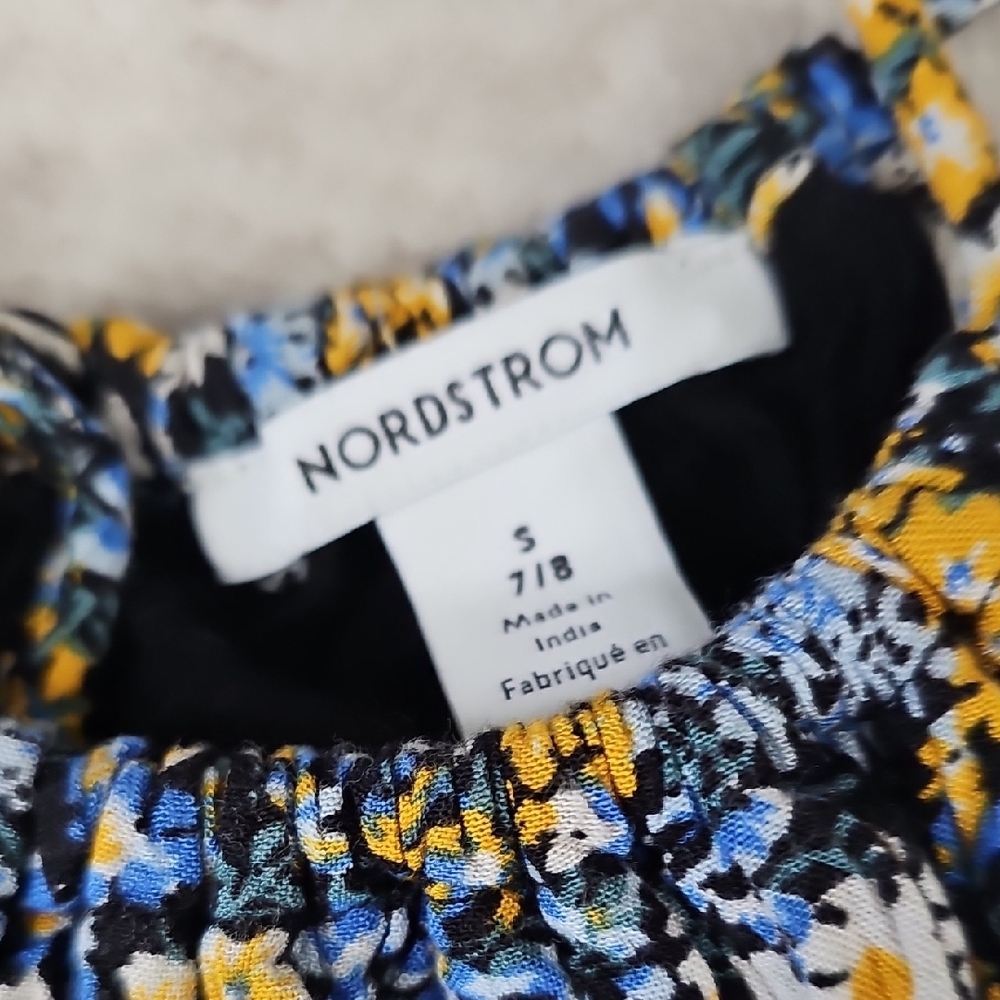 Nordstrom Floral Kids Dress - Navy, Mustard, White - Picture 2 of 3